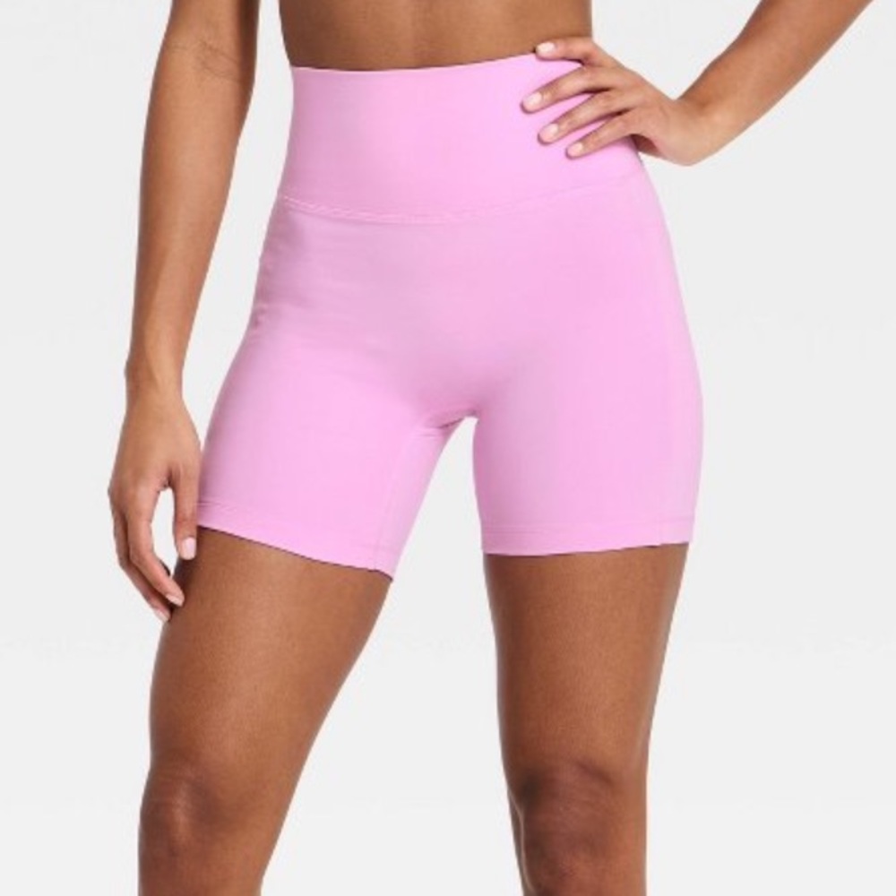 All in Motion Women's Super Flex Ultra High-Rise Bike Shorts Size M Pink